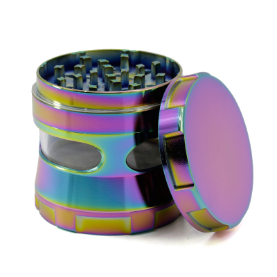 4-layer zinc alloy 63MM chamfered ice blue smoke grinder 7760IB