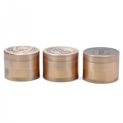 4 layers 52MM carved pattern bronze smoke grinder 7734