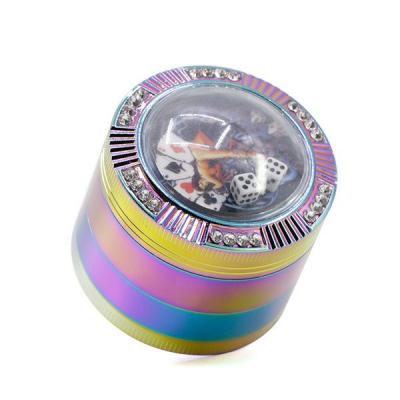 52MM zinc alloy four layer ice blue smoke grinder 7746IB