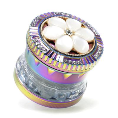 60MM zinc alloy four layer ice blue smoke grinder 7808