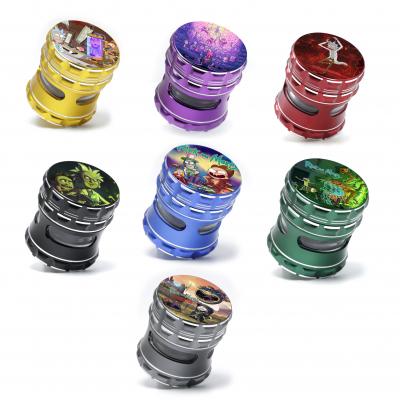 63MM aluminum alloy four-layer cartoon pattern smoke grinder 99951