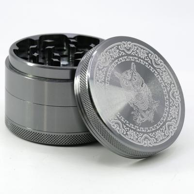 63MM aluminum alloy four-layer owl pattern smoke grinder 99956