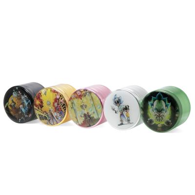 63MM four-layer aluminum alloy multi-color cartoon pattern herb grinder 99940