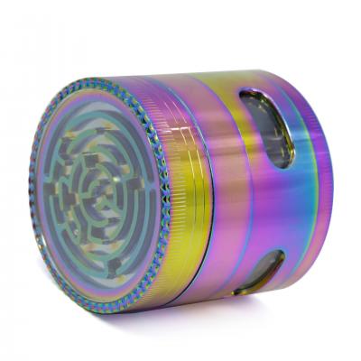 63MM four-layer ice blue zinc alloy maze smoke grinder 7714IB