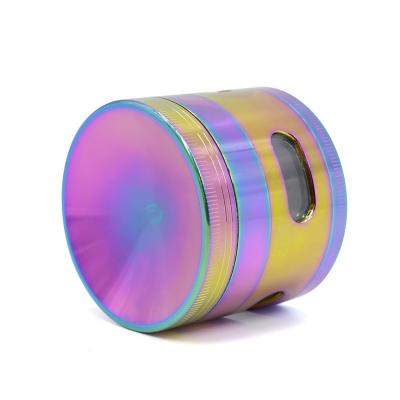 Color four layer zinc alloy 63MM concave smoke grinder 7701-63AM