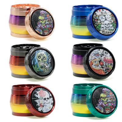 Diameter 63mm zinc alloy four-layer multicolor smoke grinder 55562