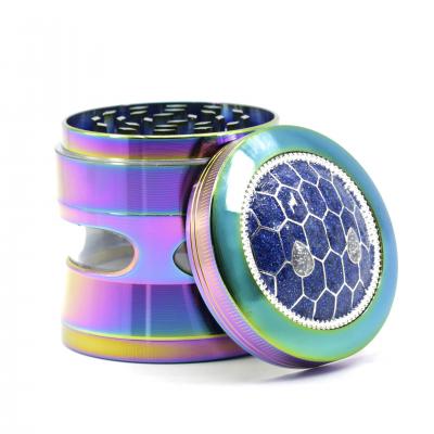 Zinc alloy 4-layer 63MM ice blue smoke grinder 7788IB