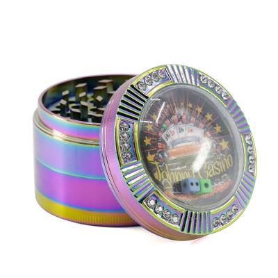 Zinc alloy four layer 63MM ice blue die smoke grinder 7747IB