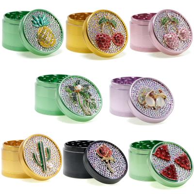 63mm 4 Parts Aluminum Herb grinder diamond crush  for lady 6161 - 副本